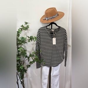 In Bloom Gray and White Striped Top nwt